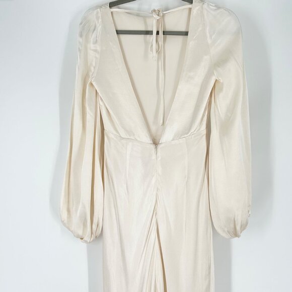 NWT Shona Joy La Lune Balloon Sleeve Open Back Midi Dress in Cream - Picture 7 of 11